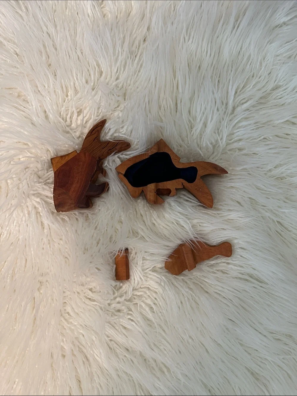 Wooden Fish Puzzle Box - Brown